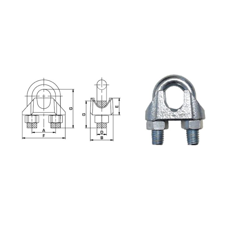 Zinc Plated Malleable Steel Wire Rope Clips Galvanized Wire Rope Clamp