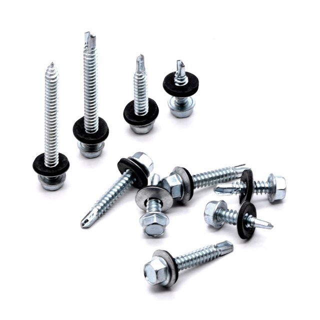 DIN7504K With bonded EPDM Washer Hex Head Roofing Tek Screws Self-Drilling Screws Head Painted