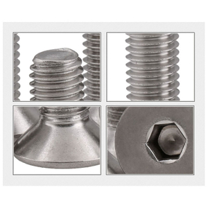 Flat Head Socket Cap Screws Stainless Steel 18-8 (304) Bright Finish Allen Socket Drive Machine Screw