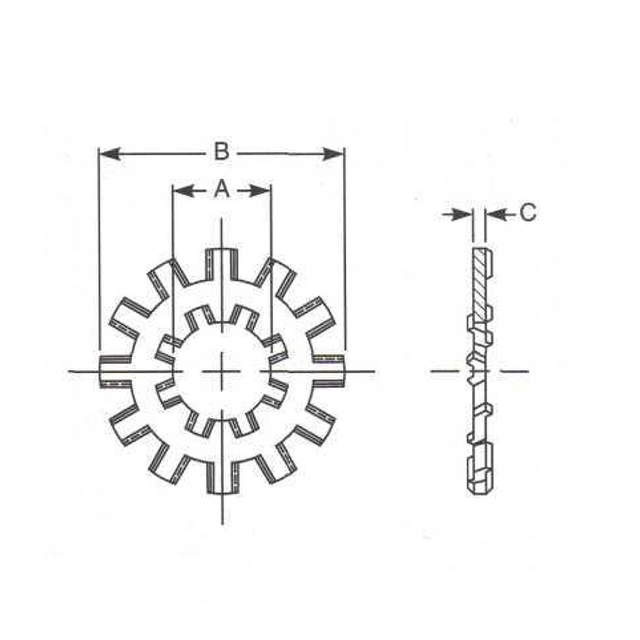 DIN 6798 A - Serrated lock washers, Forma I - external