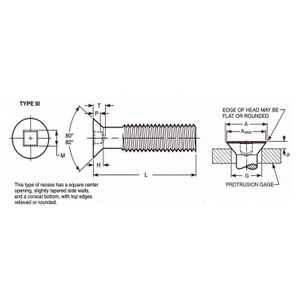 Coarse Thread Machine Screw Square Drive Flat Head Stainless Steel