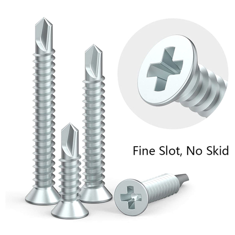 Cross Recessed Phillips Flat csk Head Self Drilling Screw Zinc Plated Carbon Steel Sds TEK Din7504