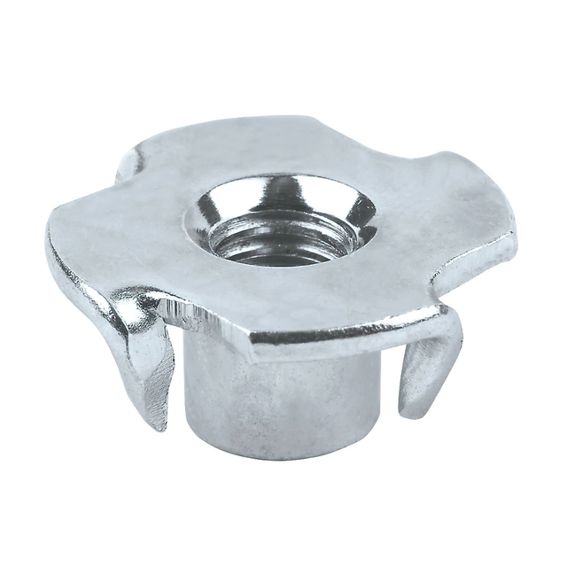  Nuts with 4 Prongs Metric Steel Nuts with 1/4 Thread Size M4 Thread and Zinc Plated Surface Treatment
