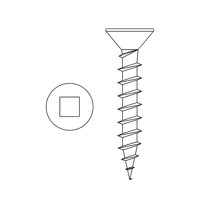Standard Robertson SQUARE DRIVE BLACK OXIDE PLATED Flat Head Wood Screws