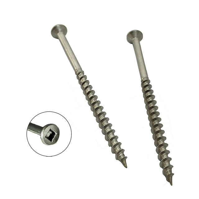 Square Drive Flat Bugle Head Wood Deck Screws 316 Marine Grade Stainless Steel Type 17