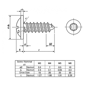 BLACK OXIDE Torx Modified Truss Head Self Tapping Screws