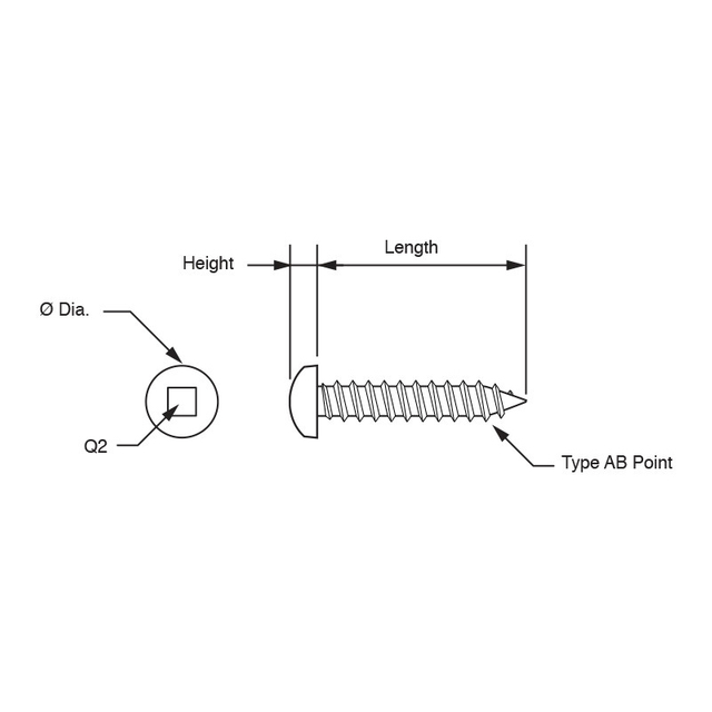 براغي ذاتية اللولبة برأس مربع من الفولاذ المقاوم للصدأ