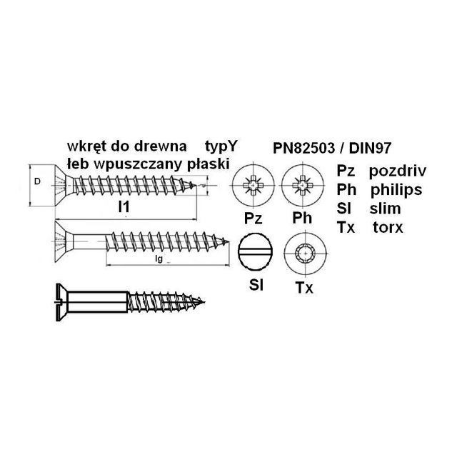 Hot Sale Good Quality Galvanized Wood Screw DIN97 Bule Zinc Fine Thread