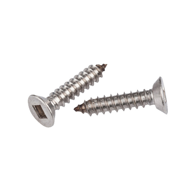 SS304 A2 18-8 Countersunk flat head square drive self tapping screw Plain