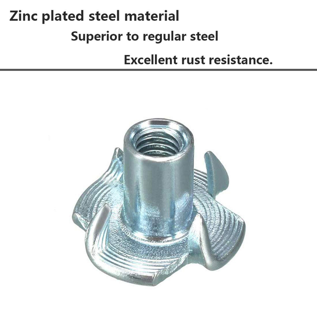 Din1624 carbon steel Zinc Plated 4 Pronged T-Nuts Tee Nut