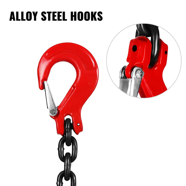 Lifting Chain Sling Heavy Duty 4 Four Leg Alloy Steel with Grab Hooks Sling Chain for Lifting Grade 80 