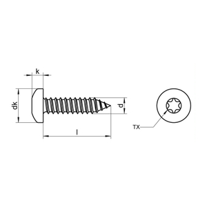 304 Stainless Steel 18-8 Full Thread Pan Head Torx Drive Self Tapping Screws