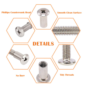 Custom Stainless Steel Phillips Flat Head Combine Male-Female Chicago Screw Sex Bolt Barrel Nuts