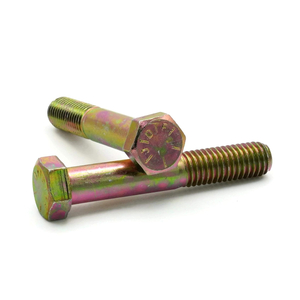 HEX HEAD CAP SCREWS BOLTS UNC COARSE THREAD GRADE 8 STEEL YELLOW ZINC Din931 Half Thread