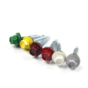 Colorful Hex Washer Head Self-Drilling Screw With EPDM Washer Carbon Steel Zinc Plated Din7504-K
