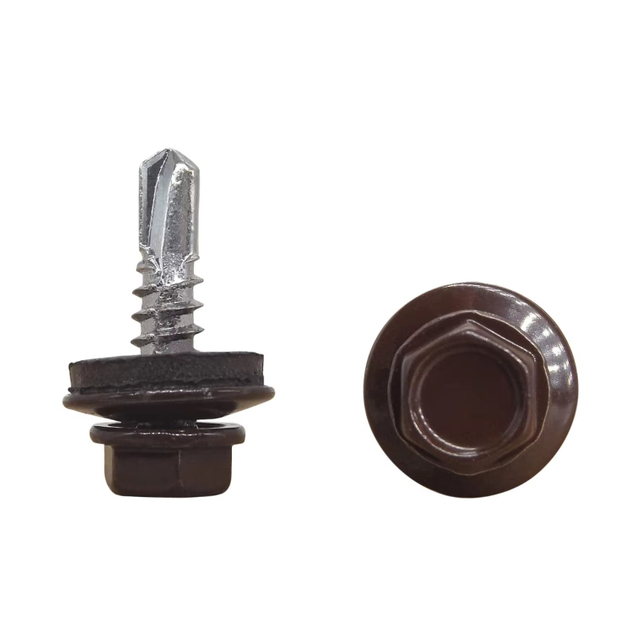 Colorful Hex Washer Head Self-Drilling Screw With EPDM Washer Painted Head Zinc Plated Din7504-K